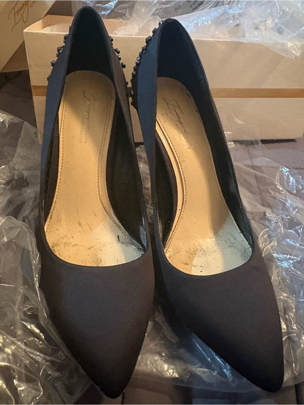 Vince Camino Black Pointed Toe Stud-Embellished Pumps